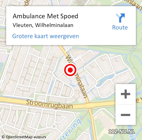 Locatie op kaart van de 112 melding: Ambulance Met Spoed Naar Vleuten, Wilhelminalaan op 17 augustus 2015 15:46