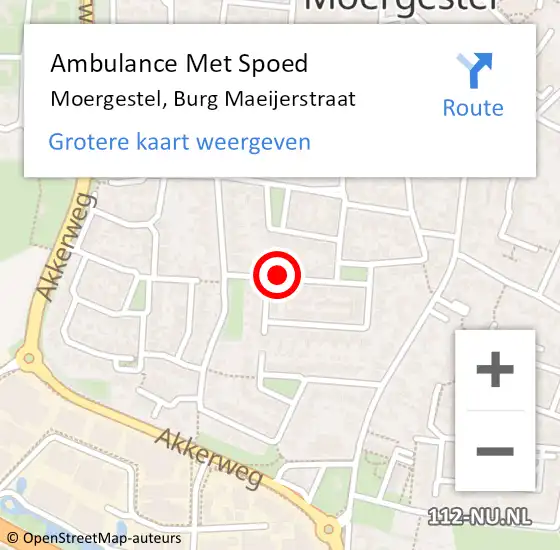 Locatie op kaart van de 112 melding: Ambulance Met Spoed Naar Moergestel, Burg Maeijerstraat op 17 augustus 2015 16:33