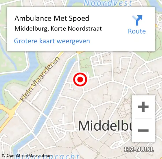 Locatie op kaart van de 112 melding: Ambulance Met Spoed Naar Middelburg, Korte Noordstraat op 17 augustus 2015 19:34