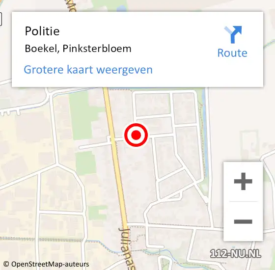Locatie op kaart van de 112 melding: Politie Boekel, Pinksterbloem op 17 november 2013 18:56