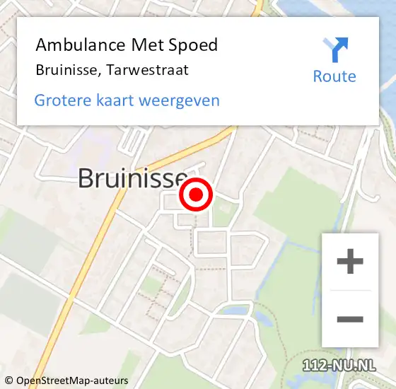 Locatie op kaart van de 112 melding: Ambulance Met Spoed Naar Bruinisse, Tarwestraat op 18 augustus 2015 15:14