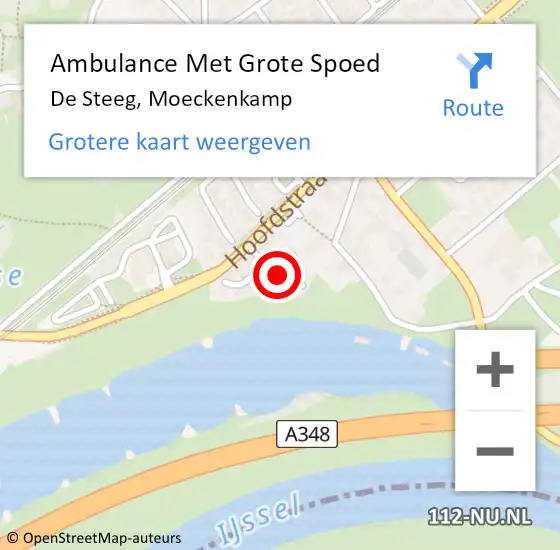 Locatie op kaart van de 112 melding: Ambulance Met Grote Spoed Naar De Steeg, Moeckenkamp op 20 augustus 2015 23:25