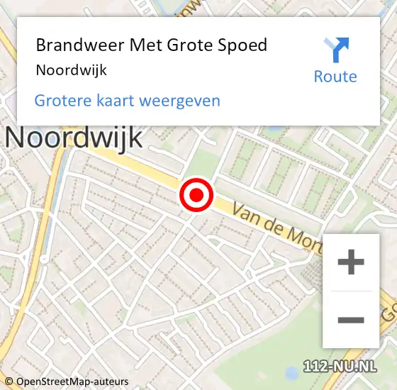 Locatie op kaart van de 112 melding: Brandweer Met Grote Spoed Naar Noordwijk Zh op 22 augustus 2015 16:39