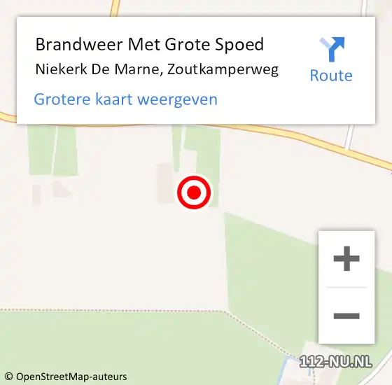Locatie op kaart van de 112 melding: Brandweer Met Grote Spoed Naar Niekerk De Marne, Zoutkamperweg op 22 augustus 2015 16:59