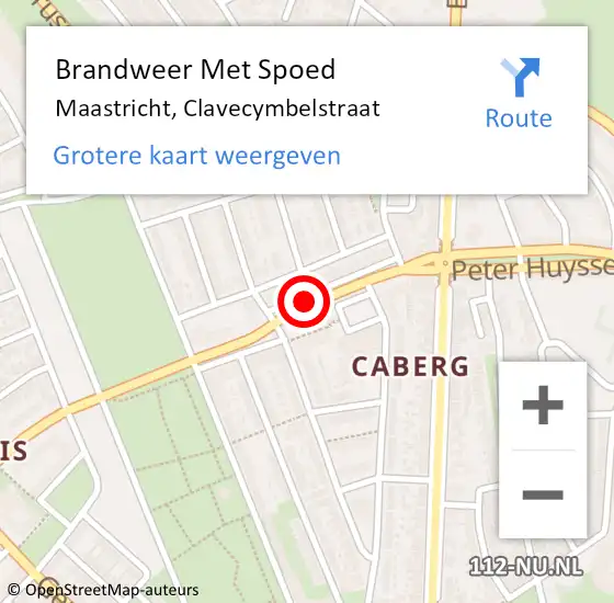 Locatie op kaart van de 112 melding: Brandweer Met Spoed Naar Maastricht, Clavecymbelstraat op 22 augustus 2015 20:06