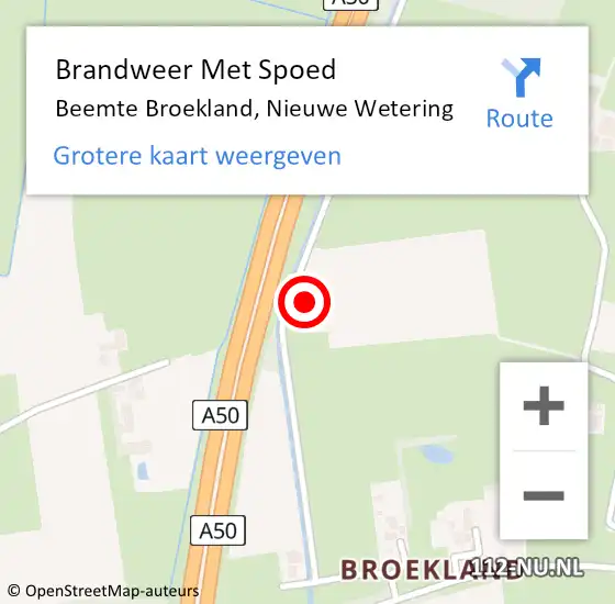 Locatie op kaart van de 112 melding: Brandweer Met Spoed Naar Beemte Broekland, Nieuwe Wetering op 22 augustus 2015 20:48