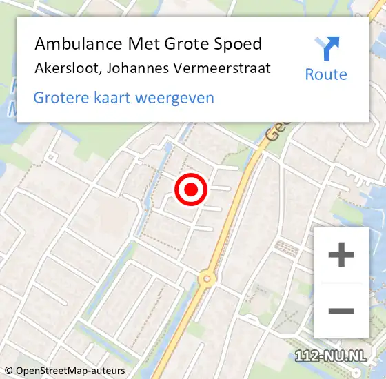Locatie op kaart van de 112 melding: Ambulance Met Grote Spoed Naar Akersloot, Johannes Vermeerstraat op 18 november 2013 10:08