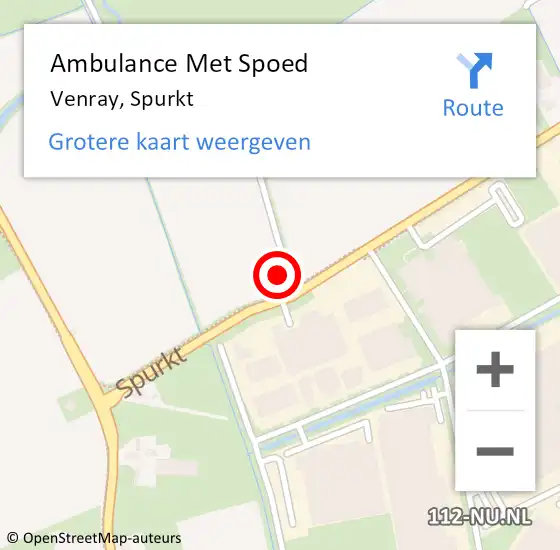 Locatie op kaart van de 112 melding: Ambulance Met Spoed Naar Venray, Spurkt op 23 augustus 2015 01:03