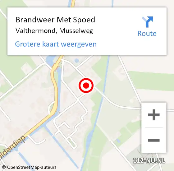 Locatie op kaart van de 112 melding: Brandweer Met Spoed Naar Valthermond, Musselweg op 23 augustus 2015 15:33