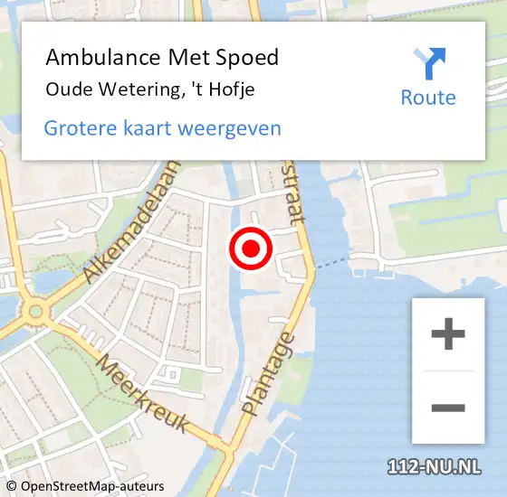 Locatie op kaart van de 112 melding: Ambulance Met Spoed Naar Oude Wetering, 't Hofje op 23 augustus 2015 16:35