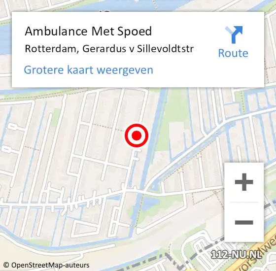 Locatie op kaart van de 112 melding: Ambulance Met Spoed Naar Rotterdam, Gerardus v Sillevoldtstr op 23 augustus 2015 17:54