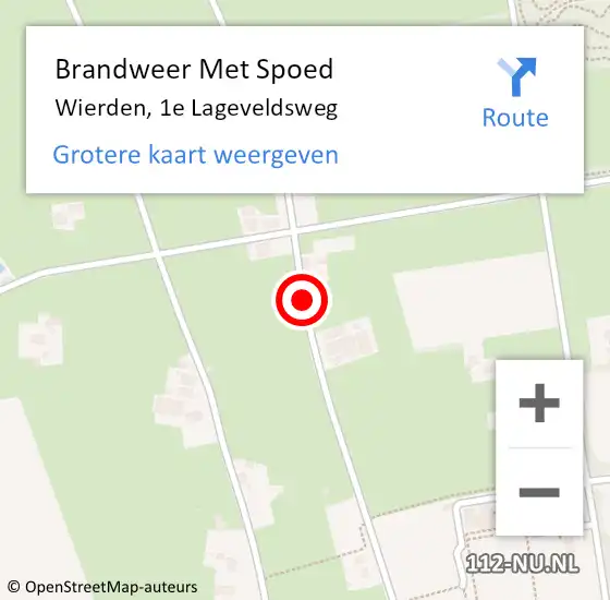 Locatie op kaart van de 112 melding: Brandweer Met Spoed Naar Wierden, 1e Lageveldsweg op 24 augustus 2015 05:22