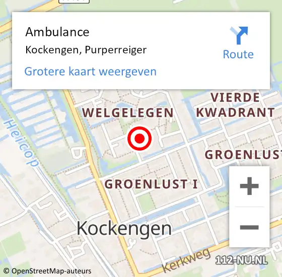 Locatie op kaart van de 112 melding: Ambulance Kockengen, Purperreiger op 24 augustus 2015 17:15