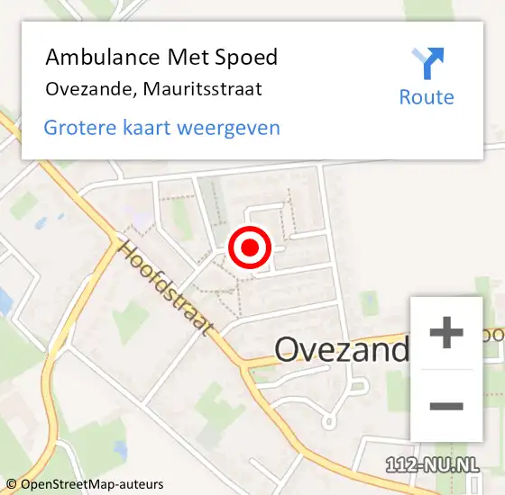 Locatie op kaart van de 112 melding: Ambulance Met Spoed Naar Ovezande, Mauritsstraat op 24 augustus 2015 18:42