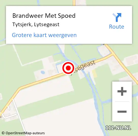 Locatie op kaart van de 112 melding: Brandweer Met Spoed Naar Tytsjerk, Lytsegeast op 24 augustus 2015 18:58