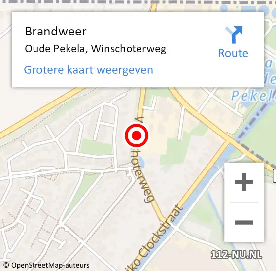 Locatie op kaart van de 112 melding: Brandweer Oude Pekela, Winschoterweg op 13 september 2013 09:18