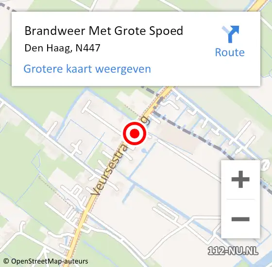 Locatie op kaart van de 112 melding: Brandweer Met Grote Spoed Naar Den Haag, N447 op 25 augustus 2015 12:32