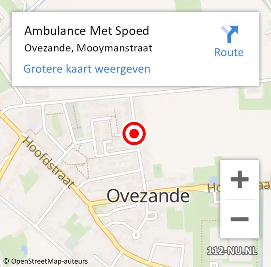 Locatie op kaart van de 112 melding: Ambulance Met Spoed Naar Ovezande, Mooymanstraat op 26 augustus 2015 04:46