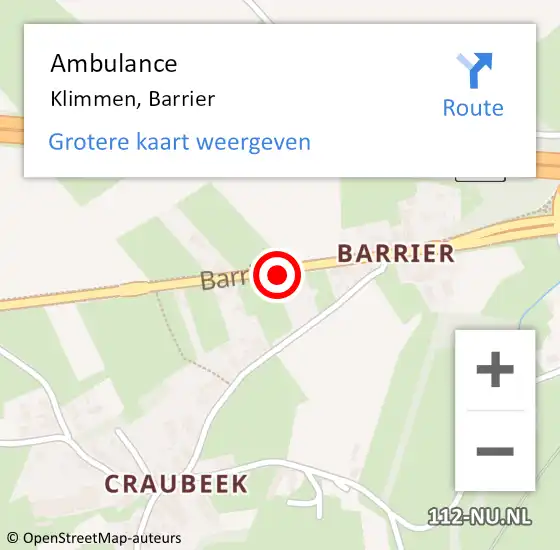 Locatie op kaart van de 112 melding: Ambulance Klimmen, Barrier op 18 november 2013 15:22