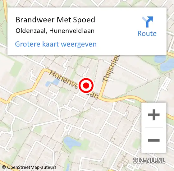 Locatie op kaart van de 112 melding: Brandweer Met Spoed Naar Oldenzaal, Hunenveldlaan op 26 augustus 2015 19:42