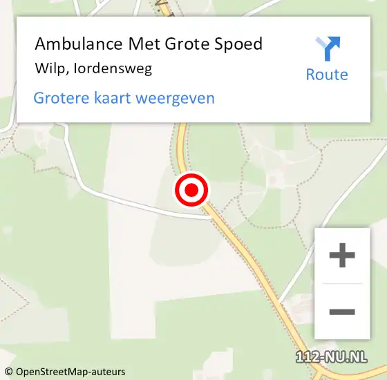 Locatie op kaart van de 112 melding: Ambulance Met Grote Spoed Naar Wilp, Iordensweg op 26 augustus 2015 20:39
