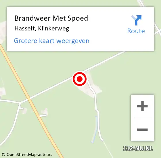 Locatie op kaart van de 112 melding: Brandweer Met Spoed Naar Hasselt, Klinkerweg op 27 augustus 2015 06:37