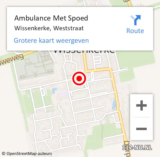 Locatie op kaart van de 112 melding: Ambulance Met Spoed Naar Wissenkerke, Weststraat op 27 augustus 2015 14:01