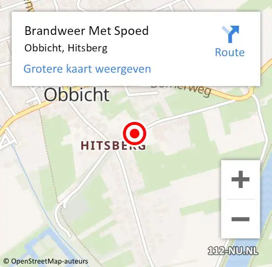Locatie op kaart van de 112 melding: Brandweer Met Spoed Naar Obbicht, Hitsberg op 27 augustus 2015 20:26