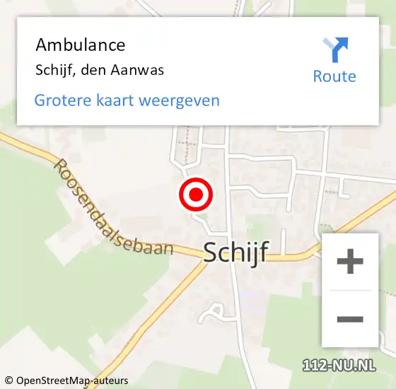 Locatie op kaart van de 112 melding: Ambulance Schijf, den Aanwas op 28 augustus 2015 09:52