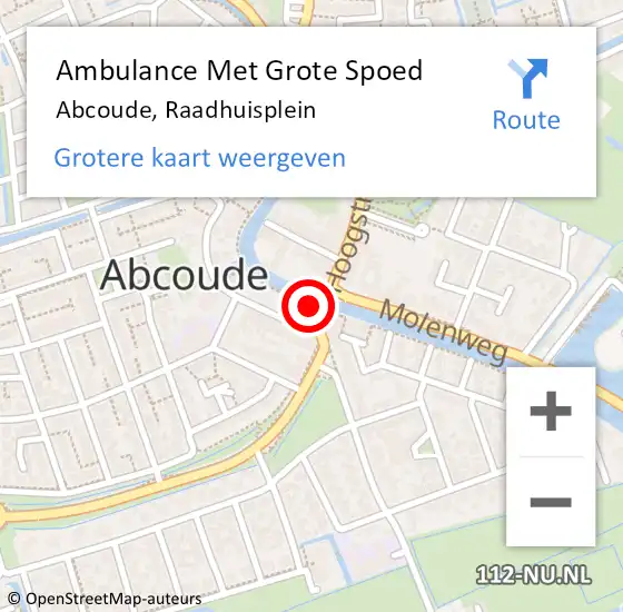 Locatie op kaart van de 112 melding: Ambulance Met Grote Spoed Naar Abcoude, Raadhuisplein op 29 augustus 2015 01:21