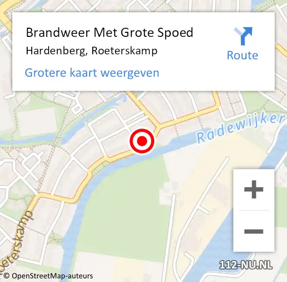 Locatie op kaart van de 112 melding: Brandweer Met Grote Spoed Naar Hardenberg, Roeterskamp op 29 augustus 2015 17:11