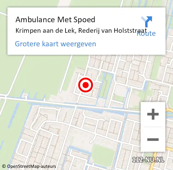 Locatie op kaart van de 112 melding: Ambulance Met Spoed Naar Krimpen aan de Lek, Rederij van Holststraat op 29 augustus 2015 23:05