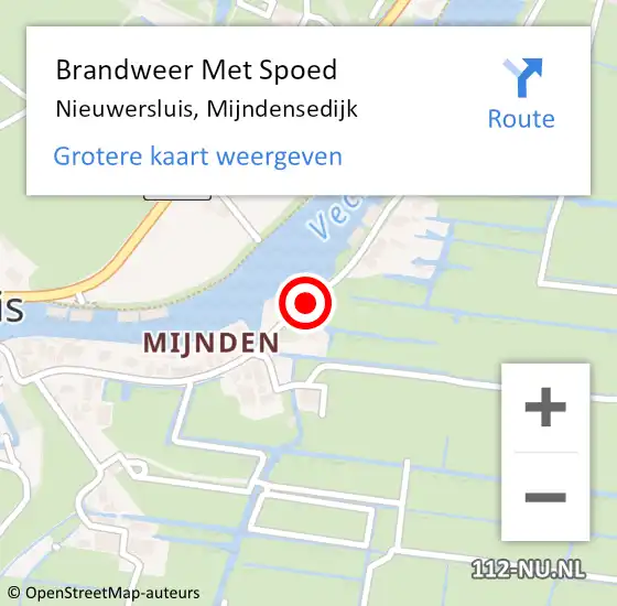 Locatie op kaart van de 112 melding: Brandweer Met Spoed Naar Nieuwersluis, Mijndensedijk op 30 augustus 2015 01:25