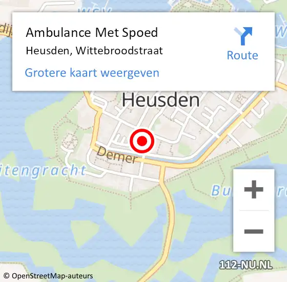Locatie op kaart van de 112 melding: Ambulance Met Spoed Naar Heusden, Wittebroodstraat op 30 augustus 2015 09:52