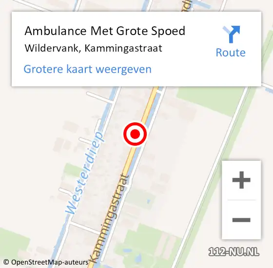 Locatie op kaart van de 112 melding: Ambulance Met Grote Spoed Naar Wildervank, Kammingastraat op 30 augustus 2015 13:08