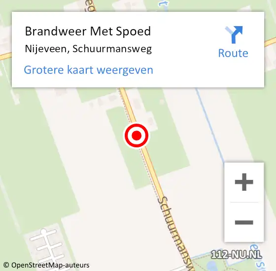 Locatie op kaart van de 112 melding: Brandweer Met Spoed Naar Nijeveen, Schuurmansweg op 30 augustus 2015 14:20