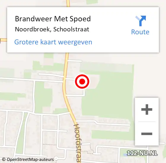 Locatie op kaart van de 112 melding: Brandweer Met Spoed Naar Noordbroek, Schoolstraat op 30 augustus 2015 14:56