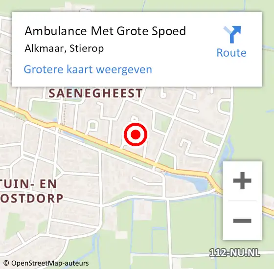 Locatie op kaart van de 112 melding: Ambulance Met Grote Spoed Naar Alkmaar, Stierop op 30 augustus 2015 17:51