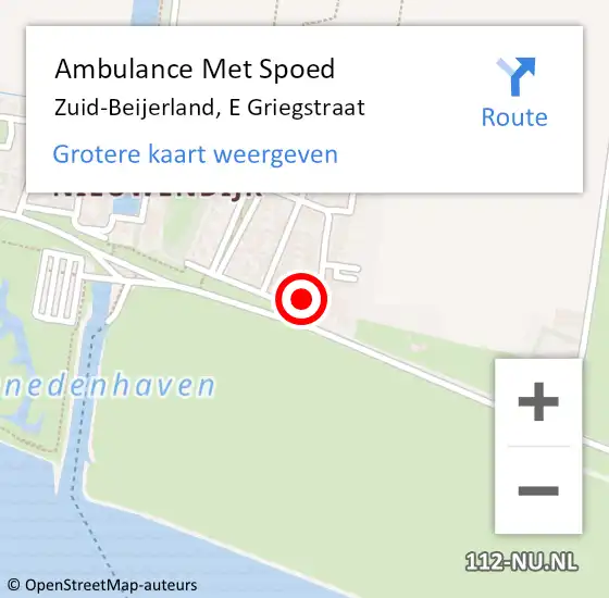Locatie op kaart van de 112 melding: Ambulance Met Spoed Naar Zuid-Beijerland, E Griegstraat op 30 augustus 2015 19:51