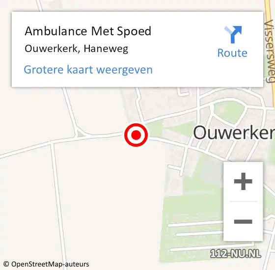 Locatie op kaart van de 112 melding: Ambulance Met Spoed Naar Ouwerkerk, Haneweg op 31 augustus 2015 01:34