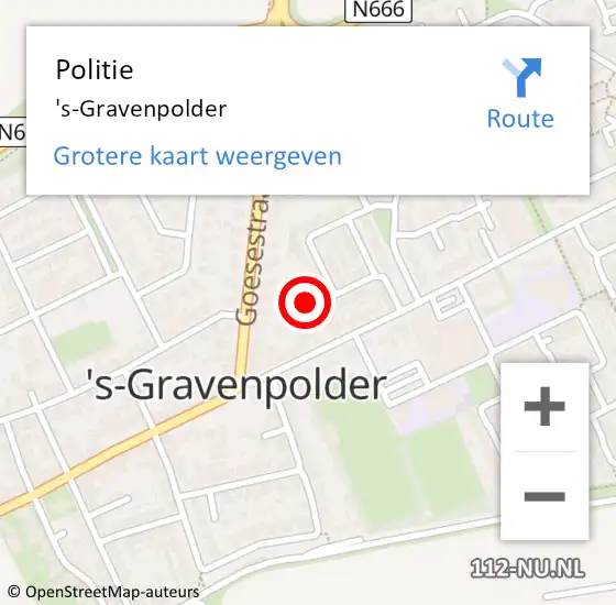 Locatie op kaart van de 112 melding: Politie 's-Gravenpolder op 31 augustus 2015 17:27