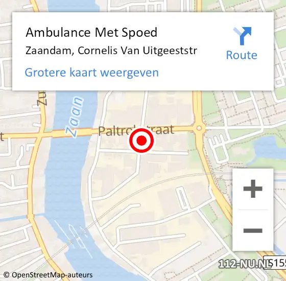 Locatie op kaart van de 112 melding: Ambulance Met Spoed Naar Zaandam, Cornelis Van Uitgeeststr op 1 september 2015 12:27