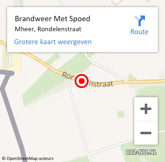 Locatie op kaart van de 112 melding: Brandweer Met Spoed Naar Mheer, Rondelenstraat op 2 september 2015 10:33