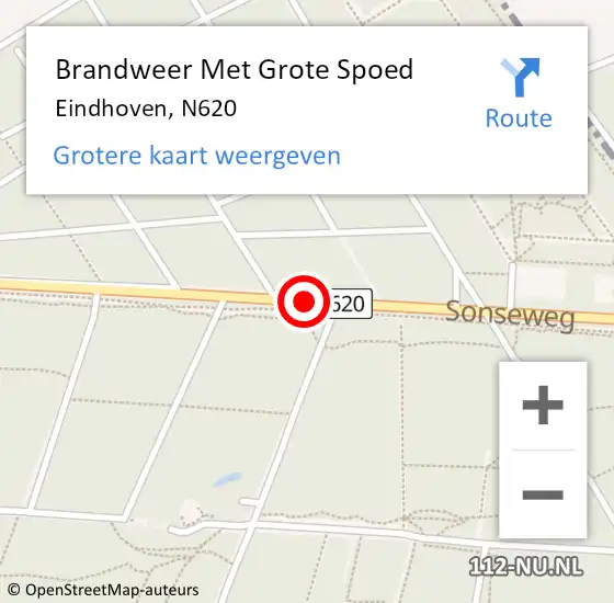 Locatie op kaart van de 112 melding: Brandweer Met Grote Spoed Naar Eindhoven, N620 op 19 november 2013 10:55