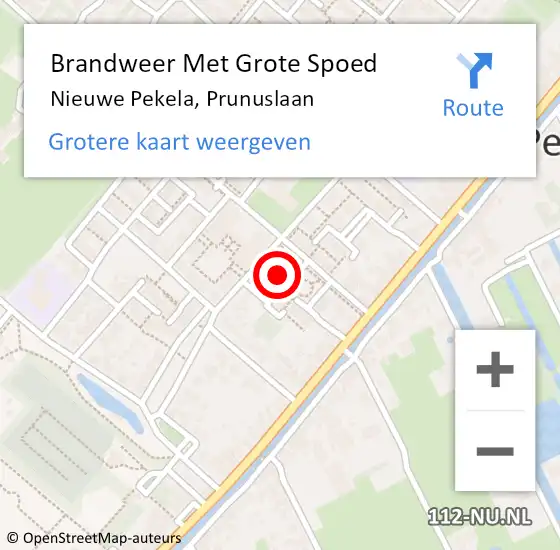 Locatie op kaart van de 112 melding: Brandweer Met Grote Spoed Naar Nieuwe Pekela, Prunuslaan op 2 september 2015 19:00