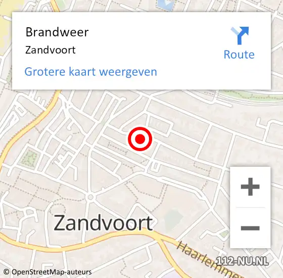 Locatie op kaart van de 112 melding: Brandweer Zandvoort op 2 september 2015 19:30