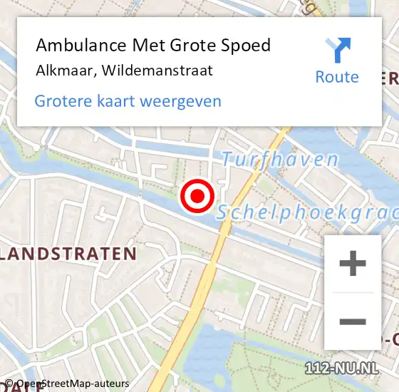 Locatie op kaart van de 112 melding: Ambulance Met Grote Spoed Naar Alkmaar, Wildemanstraat op 2 september 2015 19:38