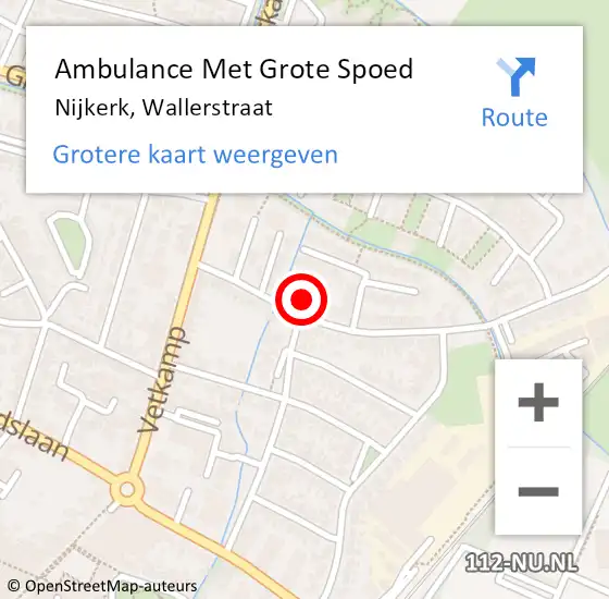 Locatie op kaart van de 112 melding: Ambulance Met Grote Spoed Naar Nijkerk, Wallerstraat op 2 september 2015 22:18