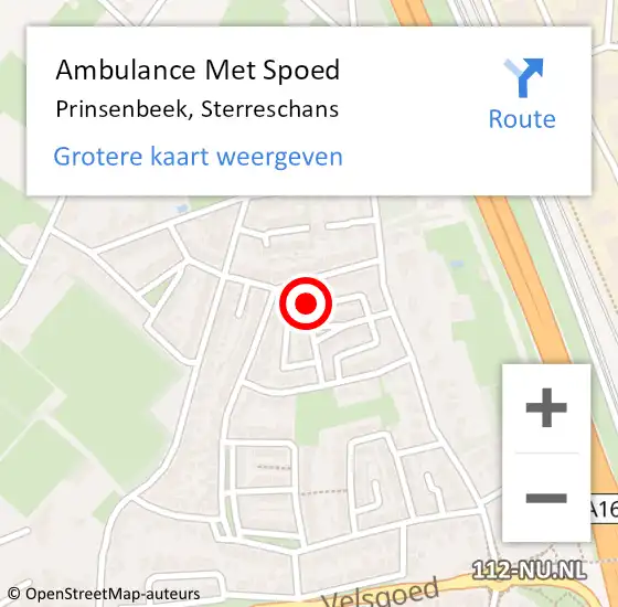 Locatie op kaart van de 112 melding: Ambulance Met Spoed Naar Prinsenbeek, Sterreschans op 3 september 2015 04:28