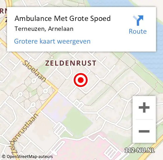 Locatie op kaart van de 112 melding: Ambulance Met Grote Spoed Naar Terneuzen, Arnelaan op 3 september 2015 10:02
